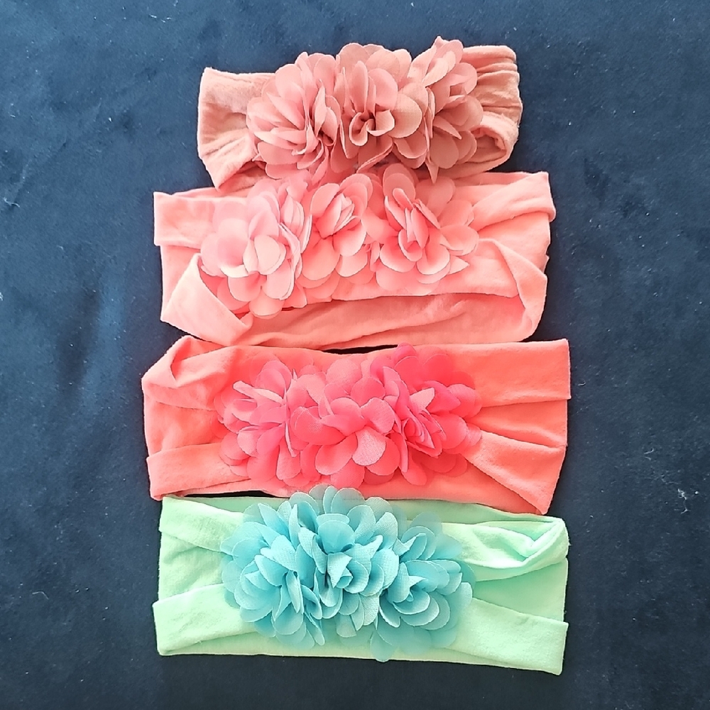 Floral Headbands Set in Pink and Blue